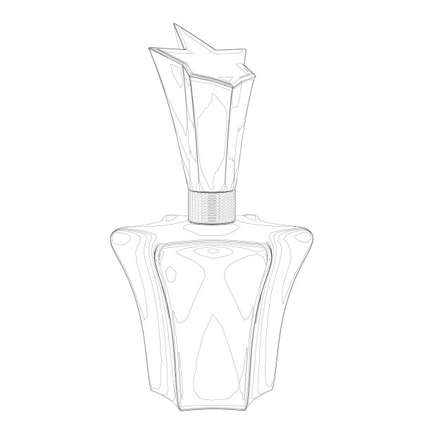 香水瓶身轮廓由黑色线条孤立在白色背景上。矢量插图。图片下载