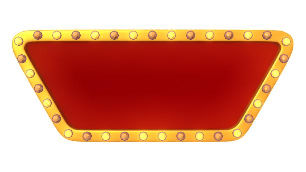 红色边框，金色边框，白色背景，复古广告招牌。三维渲染图片下载