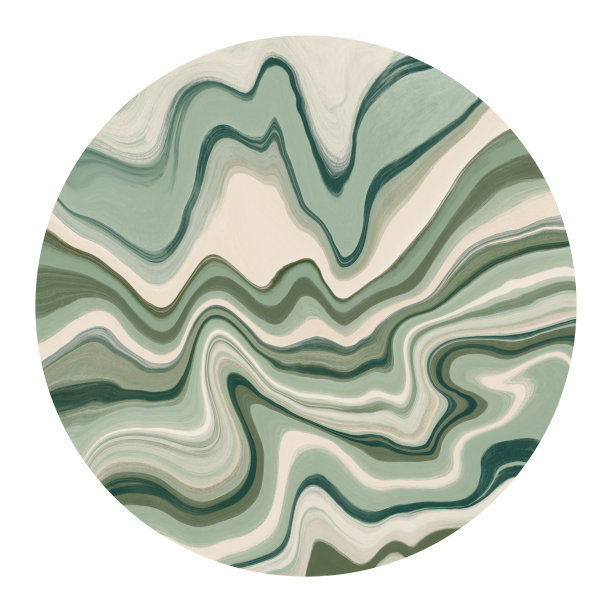 艺术抽象水彩流动圈墨迹画。绿色和米色大理石水平纹理背景为圆形。酒精油墨隔离在白色背景与裁剪路径。图片下载