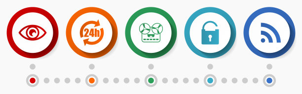 技术矢量图标集，媒体概念平面设计网页按钮，互联网信息图模板图片下载