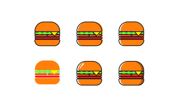 汉堡图标套装图片下载
