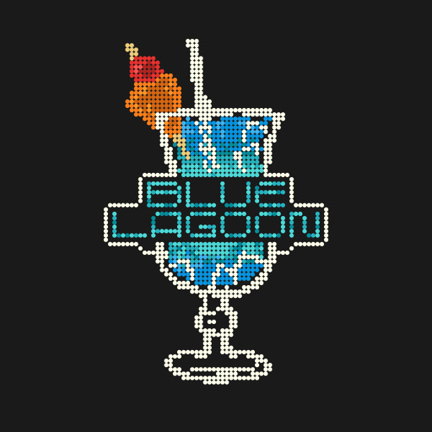 蓝色泻湖酒精鸡尾酒。矢量画的饮料在黑暗的背景。图片下载