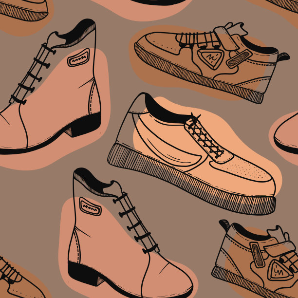 鞋的模式。搭配不同类型的平底鞋。搭配鞋子。无缝论。图片下载