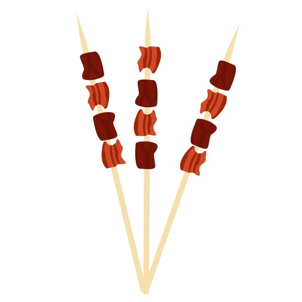 中国菜的食物矢量。中国街头小吃串串串儿矢量插图图片下载