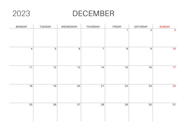 月度计划。横向月历。简单、极简的设计。图片下载