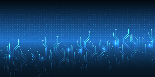 电子矢量插图。摘要现代数字科学技术未来电路板。蓝色背景的网络连接。高科技通讯设计。图片下载