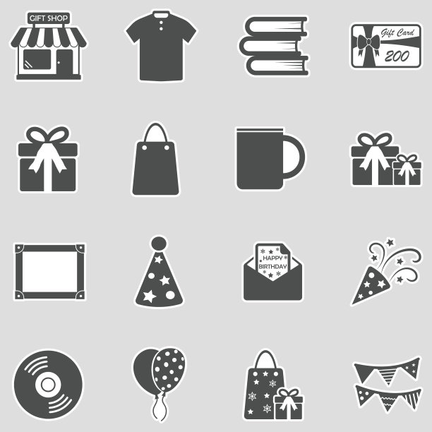 礼品店图标。贴纸设计。矢量插图。图片下载