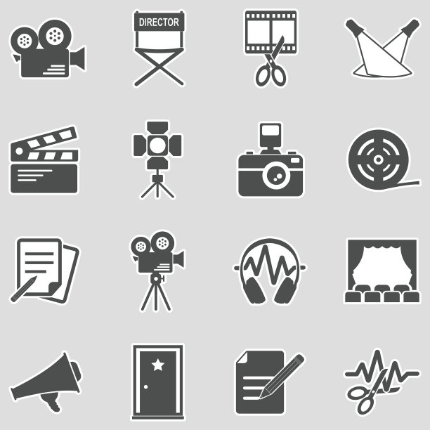 电影制作图标。贴纸设计。矢量插图。图片下载