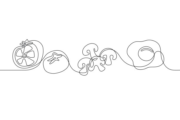 蔬菜和煎蛋线艺术图片下载