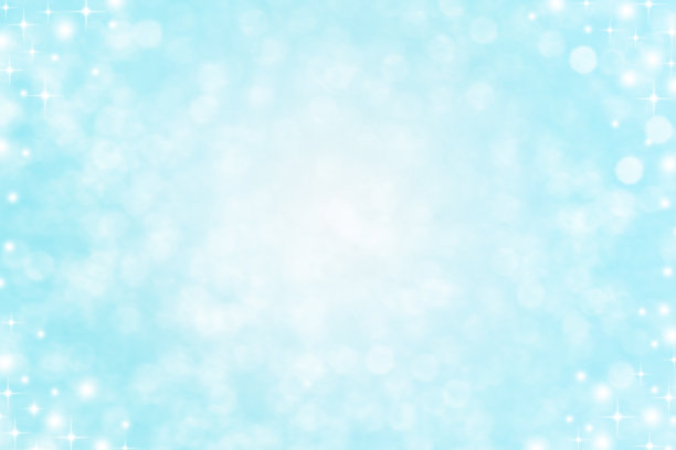 抽象模糊美丽发光的蓝色背景与圆散焦光和闪亮的星星闪闪发光的圣诞节日和快乐的新年季节设计作为旗帜的概念图片下载