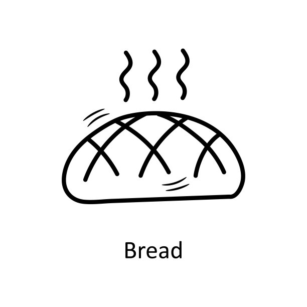 面包矢量轮廓图标设计插图。面包店标志在白色背景EPS 10文件图片下载