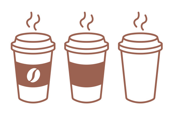 纸咖啡杯。一套热饮。卡布奇诺，浓缩咖啡，拿铁图片下载