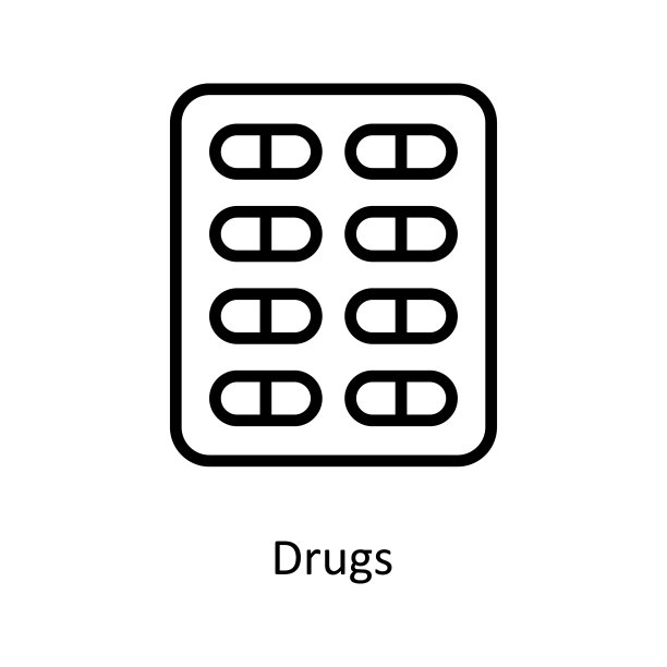 药物矢量轮廓图标设计插图。白色背景医学符号EPS 10文件图片下载