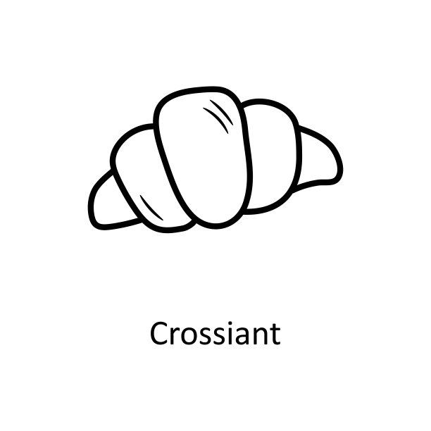 交叉矢量轮廓图标设计插图。面包店标志在白色背景EPS 10文件图片下载