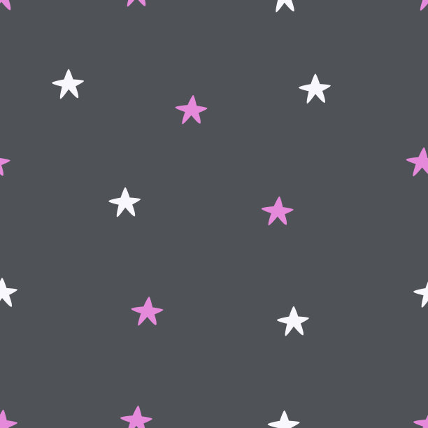 可爱的无缝图案与星星。用于在织物、包装纸上印刷的矢量插图。可爱的小女孩背景。图片下载