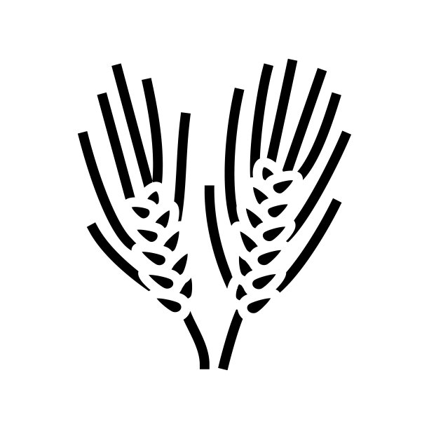 小麦粉植物健康字形图标矢量插图图片下载