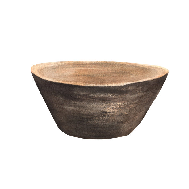 空瓷碗水彩画。调味品集图片下载