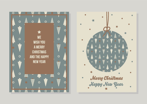 矢量最小的圣诞球图案卡片布局图片下载