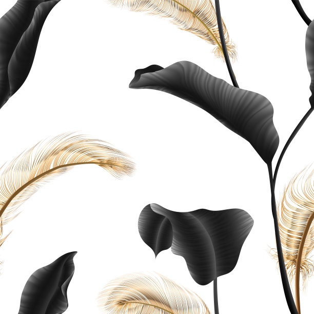 棕榈叶，金色，黑色，艺术封面设计图片下载