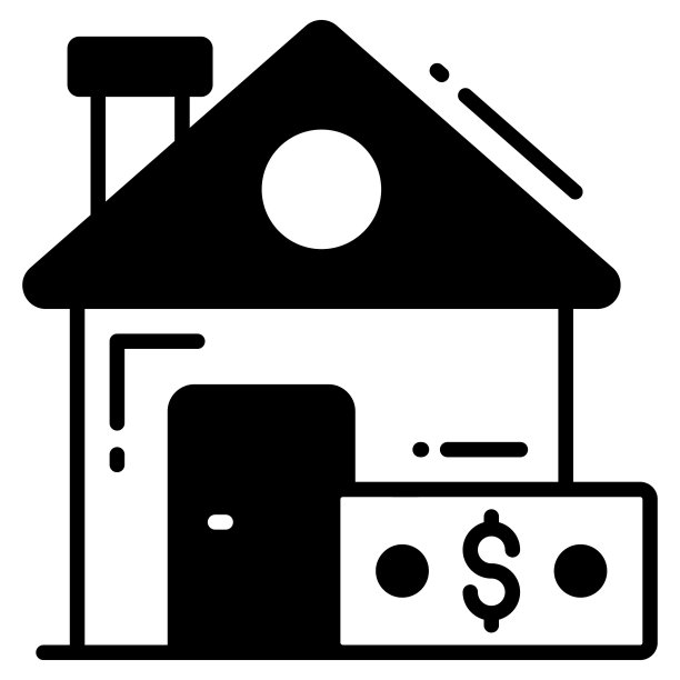 房屋付款时尚图标，字形风格孤立在白色背景。符号为您的网站设计，标志，应用程序，用户界面。图片下载