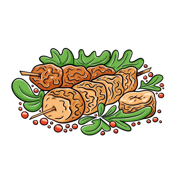 沙爹烤鸡串配青柠和辣椒。印尼传统食物图片下载