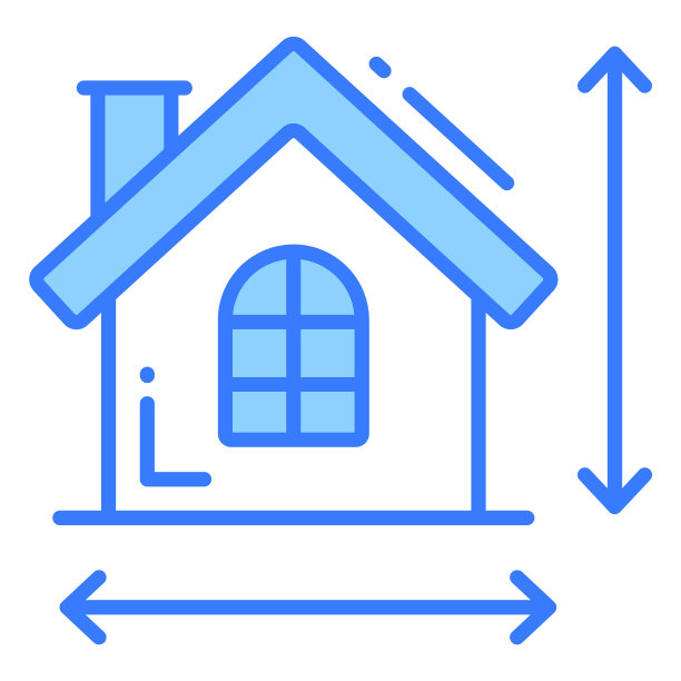 测量房子时髦的图标，字形风格孤立在白色背景。符号为您的网站设计，标志，应用程序，用户界面。图片下载