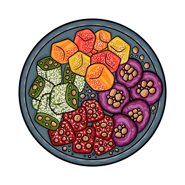 拉哈特·洛克姆，果子露，坚果，开心果。各种传统土耳其甜点。土耳其菜。图片下载