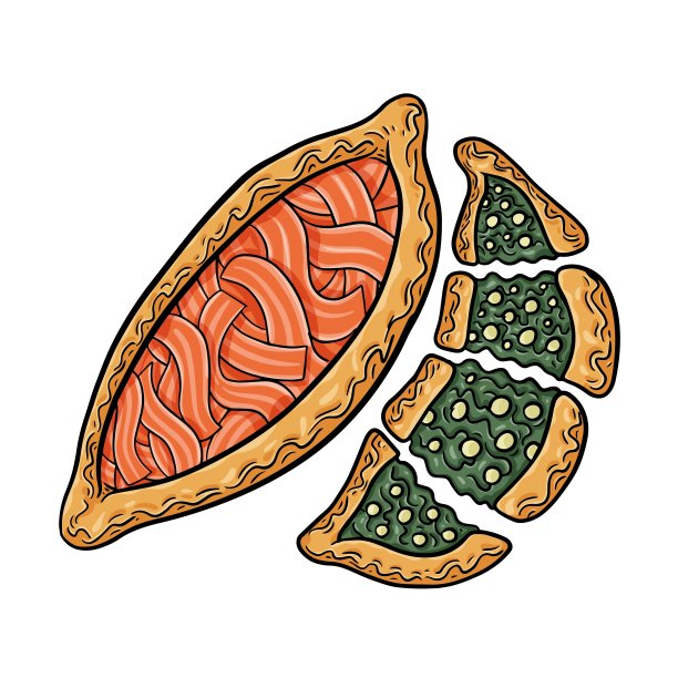 传统的土耳其烘焙分菜。中东小吃。土耳其的披萨。打开派与不同的mainingame。图片下载