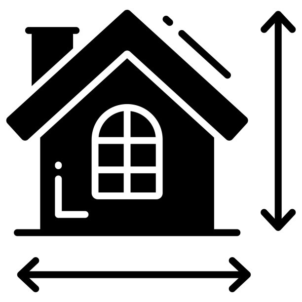 测量房子时髦的图标，平坦的风格孤立在白色的背景。符号为您的网站设计，标志，应用程序，用户界面。图片下载