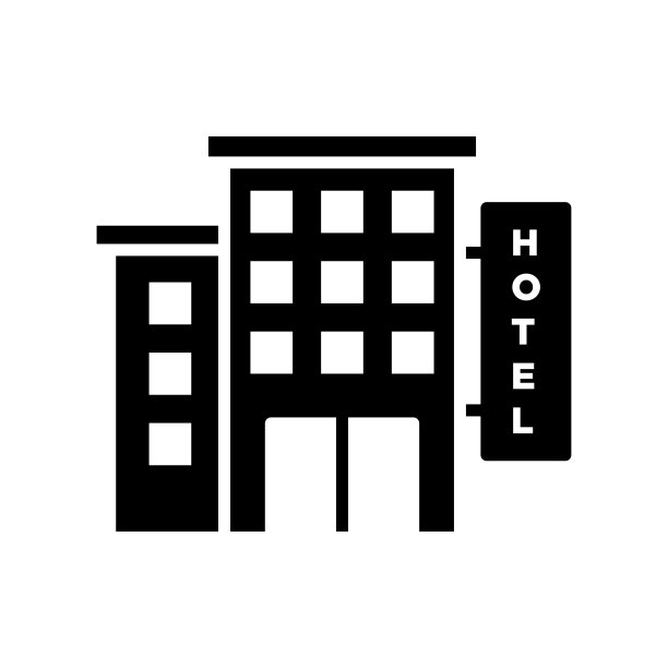 酒店建筑图标矢量设计模板在白色背景图片下载