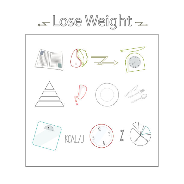 矢量减肥对象图标设置白色背景图片下载