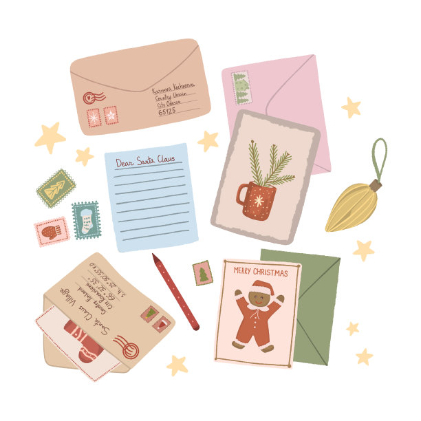 圣诞文具，圣诞信图片下载