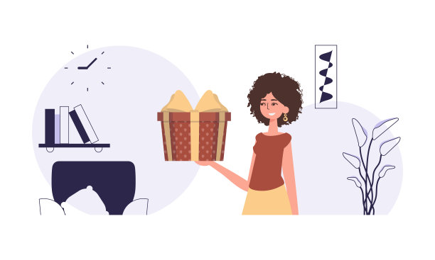 圣诞礼物概念。这个女孩拿着一份礼物。图片下载