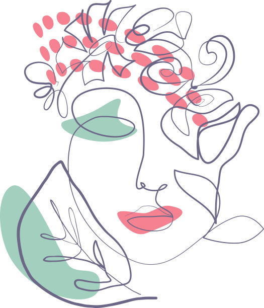 抽象肖像女孩花画等高线风格图片下载