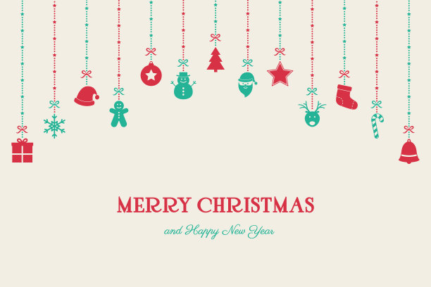圣诞贺卡的概念与节日的元素和问候。圣诞装饰。向量图片下载