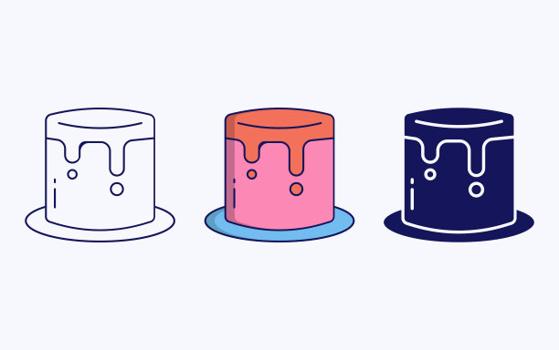 糕点线和字形图标，矢量插图图片下载