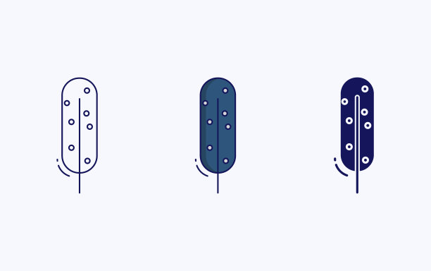 羽毛线和雕文图标，矢量插图图片下载