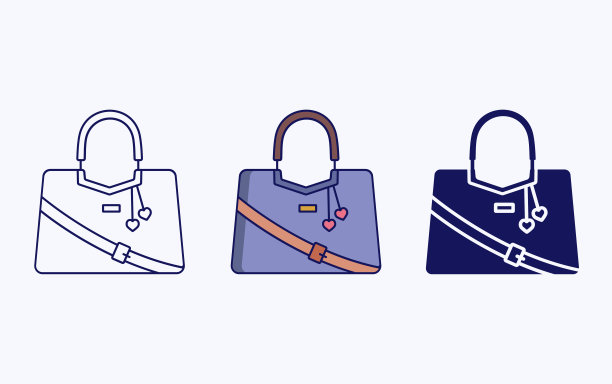虚荣手袋线和符号图标，女性手袋矢量插图图片下载
