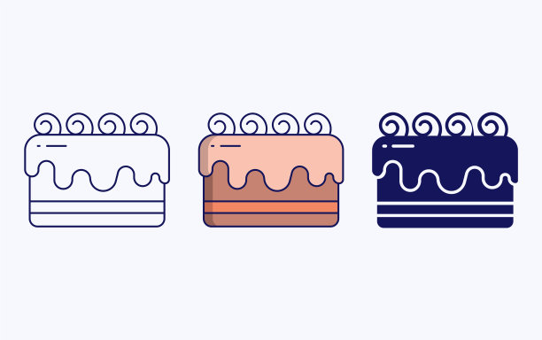 糕点线和字形图标，矢量插图图片下载