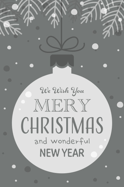 用树枝挂圣诞小玩意。有装饰的贺卡。矢量图图片下载