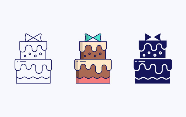 糕点线和字形图标，矢量插图图片下载