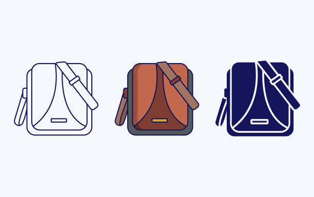 虚荣手袋线和符号图标，女性手袋矢量插图图片下载