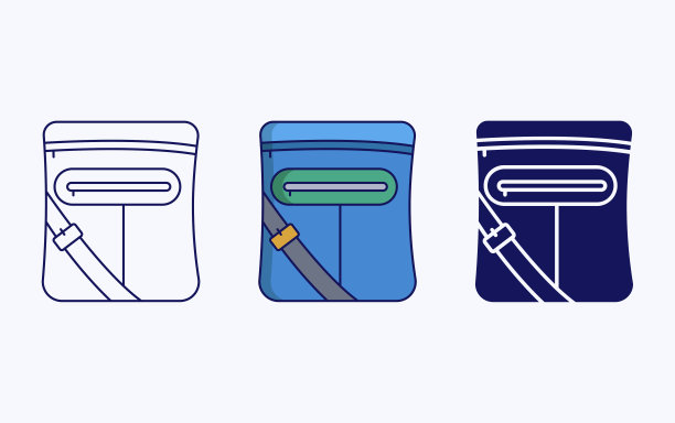 虚荣手袋线和符号图标，女性手袋矢量插图图片下载