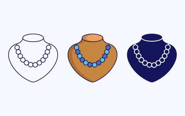 项链线和字形图标，矢量插图图片下载