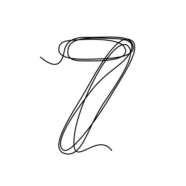 7, 7，数字，数字是一条实线。数学符号，简约的简单阿拉伯数字图标，标志。矢量图图片下载