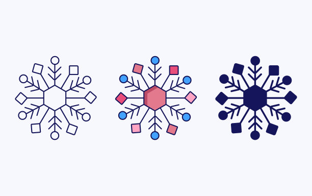 雪花线和字形图标，矢量插图图片下载