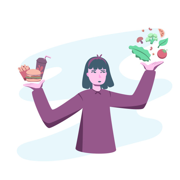 女孩在健康食品和快餐之间做出选择图片下载