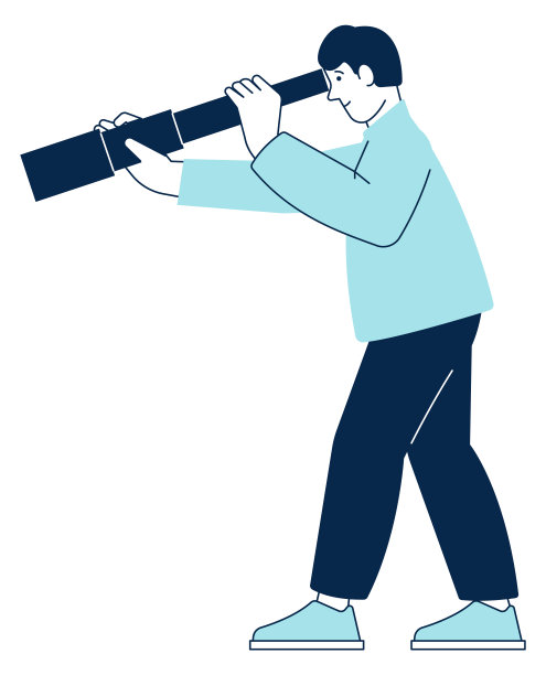 男人用望远镜看。寻找未来的偶像。搜索思想的人图片下载