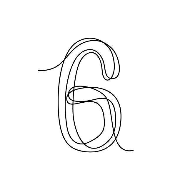 6是一个数字，数字显示为连续的一行。数学符号，简约的简单阿拉伯数字图标，标志。矢量图图片下载