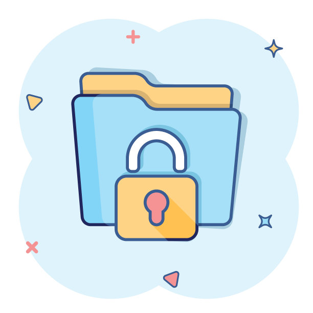 漫画风格的文件文件夹权限图标。文档访问卡通矢量插图孤立的背景。秘密档案飞溅效果招牌经营理念。图片下载